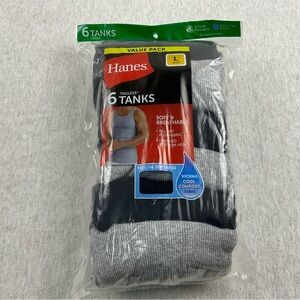 Hanes Men's Tagless Tanks 6 Pack Size: Large Color: Black and Gray